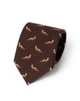 Kitsune Pattern Brown Printed Wool Tie