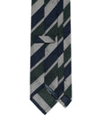Forest Green & White Double Stripe Dark Navy Grenadine Silk Sfoderato Tie