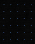 Navy Polka Dot Pattern Jet Black Virgin Wool Silk Scarf