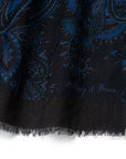 Full Paisley Pattern Navy Wool Silk Scarf