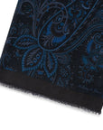 Full Paisley Pattern Navy Wool Silk Scarf