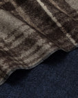 Cappuccino Brown Check Pattern & Indigo Blue Solid Double Face Wool Scarf