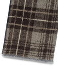 Cappuccino Brown Check Pattern & Indigo Blue Solid Double Face Wool Scarf