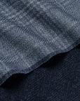 Cozy Blue Check Pattern & Navy Solid Double Face Wool Scarf