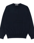 30 Gauge Super Fine Merino Wool High Gauge Navy Crew Neck Knit