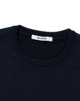 30 Gauge Super Fine Merino Wool High Gauge Navy Crew Neck Knit