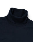 30 Gauge Super Fine Merino Wool High Gauge Navy Turtleneck Knit