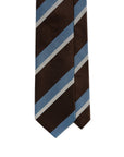 Como Silk Regimental Stripe Chocolate Brown & Sky Blue Tie