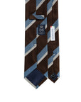 Como Silk Regimental Stripe Chocolate Brown & Sky Blue Tie