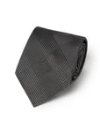Como Silk Glen Check Pattern Charcoal Gray Tie