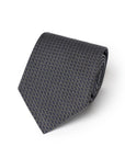 Como Silk Small Square Pattern Charcoal Gray Tie