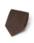Como Silk Small Square Pattern Maple Brown Tie