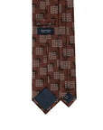 Square Block Pattern Brick Brown Woven Silk Tie