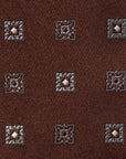 Classic Icon Square Pattern Chocolate Brown Woven Silk Tie