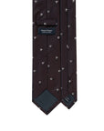 White Flower Pattern Espresso Brown Woven Silk Tie