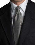Original Glen Check Pattern Black & White Woven Silk Tie