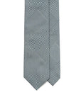 Original Glen Check Pattern Steel Blue & Silver Woven Silk Tie