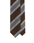 Wide Multi Stripe Chocolate Brown Woven Silk Tie