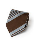 Wide Multi Stripe Chocolate Brown Woven Silk Tie