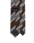 Wide Multi Stripe Chocolate Brown Woven Silk Tie