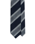 Wide Multi Stripe Classic Navy Woven Silk Tie