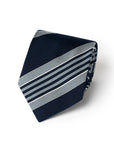 Wide Multi Stripe Classic Navy Woven Silk Tie