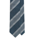 Wide Multi Stripe Steel Blue Woven Silk Tie