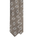 Leaf Pattern Taupe Brown Woven Cotton, Linen & Silk Tie