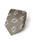 Leaf Pattern Taupe Brown Woven Cotton, Linen & Silk Tie