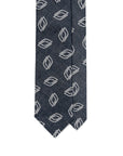 Leaf Pattern Denim Blue Woven Cotton, Linen & Silk Tie