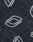 Leaf Pattern Denim Blue Woven Cotton, Linen & Silk Tie
