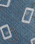 Square Block Pattern Dusty Blue Woven Cotton, Linen & Silk Tie