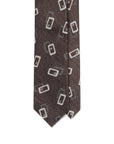 Square Block Pattern Chocolate Brown Woven Cotton, Linen & Silk Tie