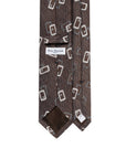 Square Block Pattern Chocolate Brown Woven Cotton, Linen & Silk Tie