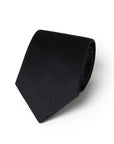 Jet Black Diamond Solid Pattern Woven Silk Tie