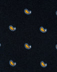 Mini Paisley Pattern Dark Navy Printed Silk Tie