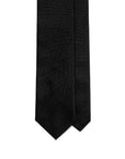 Jet Black Herringbone Pattern Woven Silk Tie