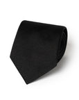 Jet Black Herringbone Pattern Woven Silk Tie