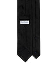 Jet Black Herringbone Pattern Woven Silk Tie