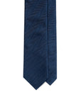 Classic Navy Herringbone Pattern Woven Silk Tie