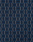 Linked Oval Pattern Deep Navy Printed Silk Tie