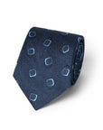 Double Square Pattern Royal Navy Woven Silk & Linen Tie