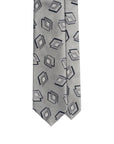 Double Diamond Layer Pattern Silver Gray Woven Silk Tie