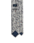 Double Diamond Layer Pattern Silver Gray Woven Silk Tie