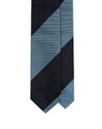 Block Stripe Dark Navy & Teal Blue Woven Silk Tie