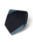Block Stripe Dark Navy & Teal Blue Woven Silk Tie