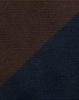 Block Stripe Dark Navy & Espresso Brown Woven Silk Tie