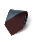 Block Stripe Deep Burgundy & Teal Blue Woven Silk Tie