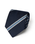 Textured Stripe Dark Navy Woven Silk Tie