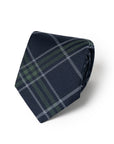 Tartan Check Dark Navy & Forest Green Woven Silk Tie